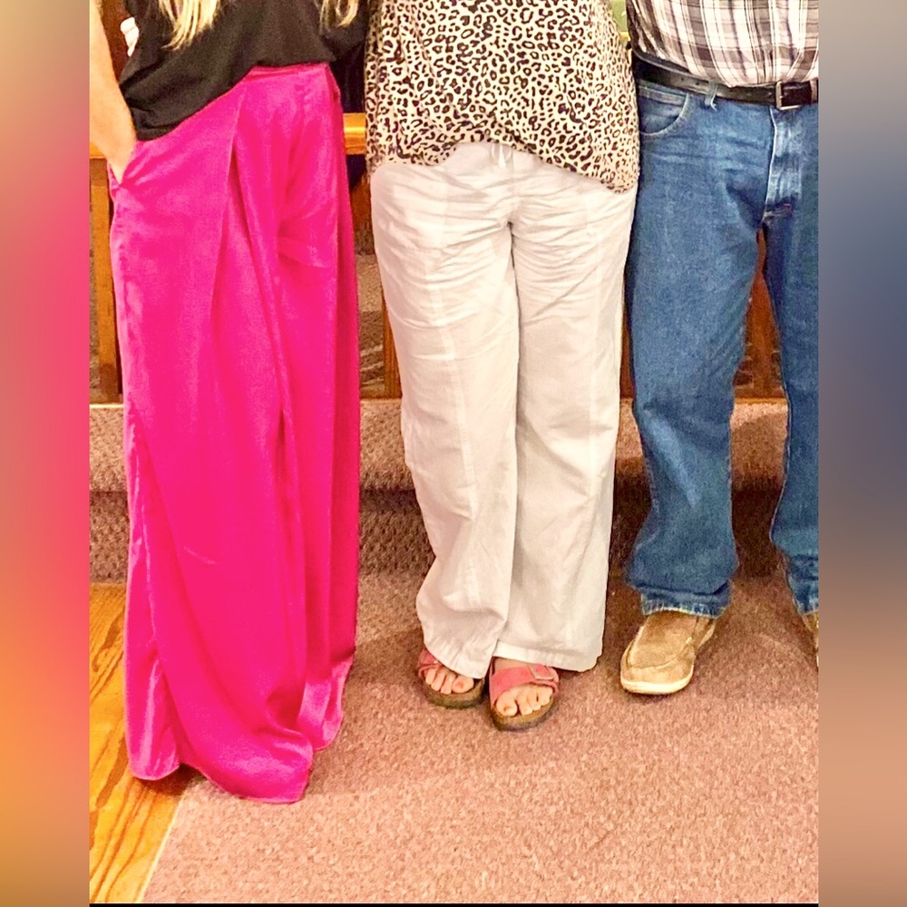 ee:some, fuchsia pink wide leg pants, small